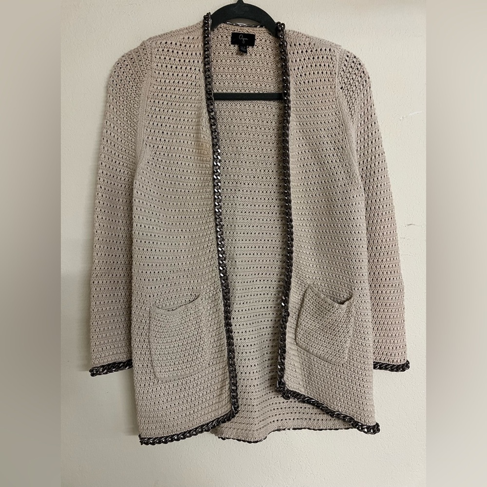 Women's Cream Sweater with chain Trim size small